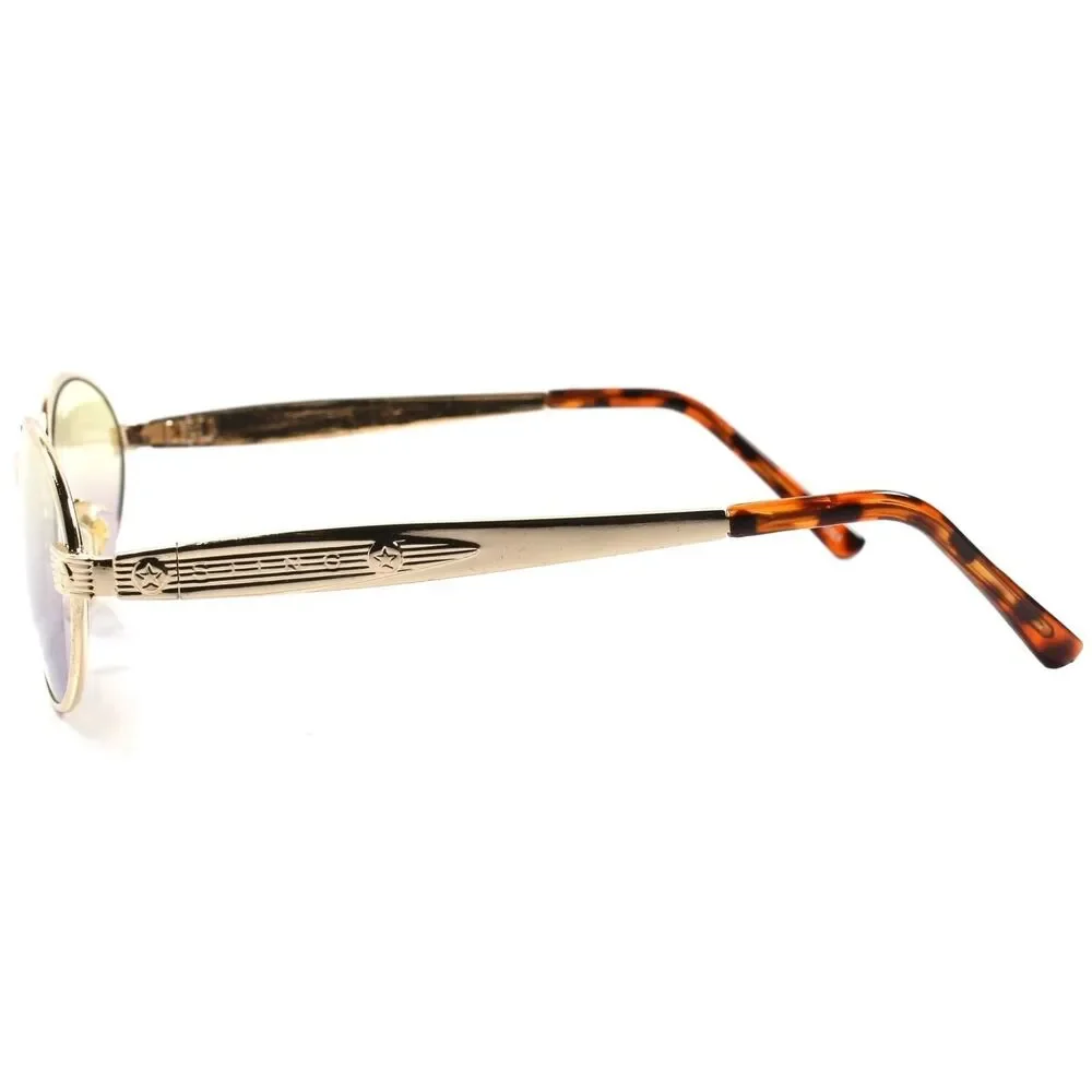 True Vintage Classic Hippie Mens Womens Gold Round Oval Sunglasses